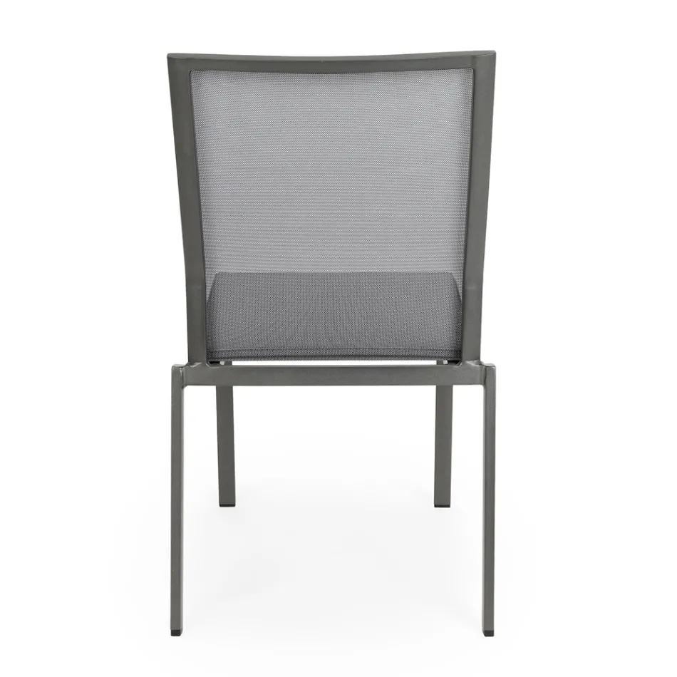 Stackable Outdoor Chair in Aluminium and Textilene, Homemotion 4 Pieces - Serge Viadurini