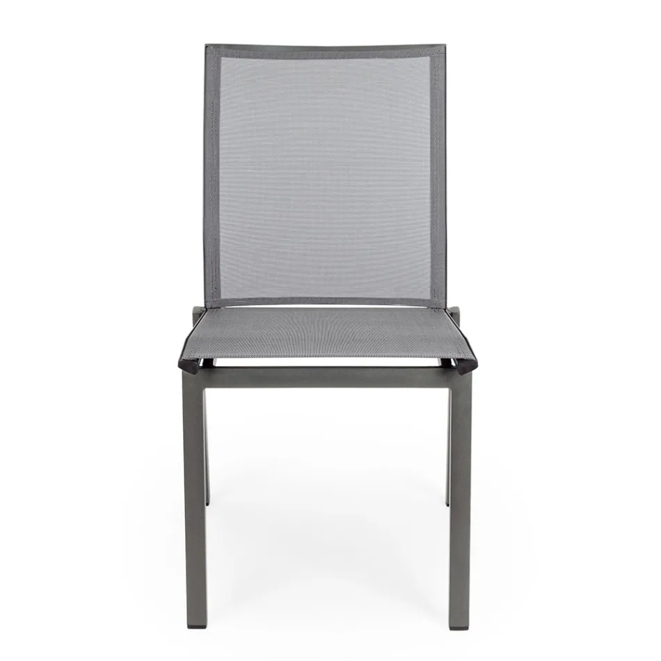 Stackable Outdoor Chair in Aluminium and Textilene, Homemotion 4 Pieces - Serge Viadurini