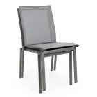 Stackable Outdoor Chair in Aluminium and Textilene, Homemotion 4 Pieces - Serge Viadurini
