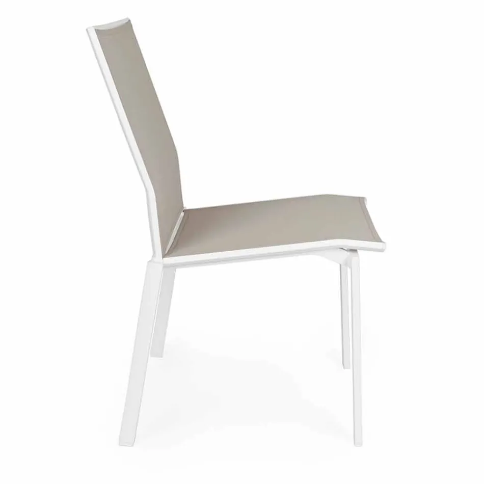 Stackable Outdoor Chair in Aluminium and Textilene Homemotion, 4 Pieces - Serge Viadurini