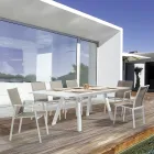 Stackable Outdoor Chair in Aluminium and Textilene, Homemotion 4 Pieces - Serge Viadurini