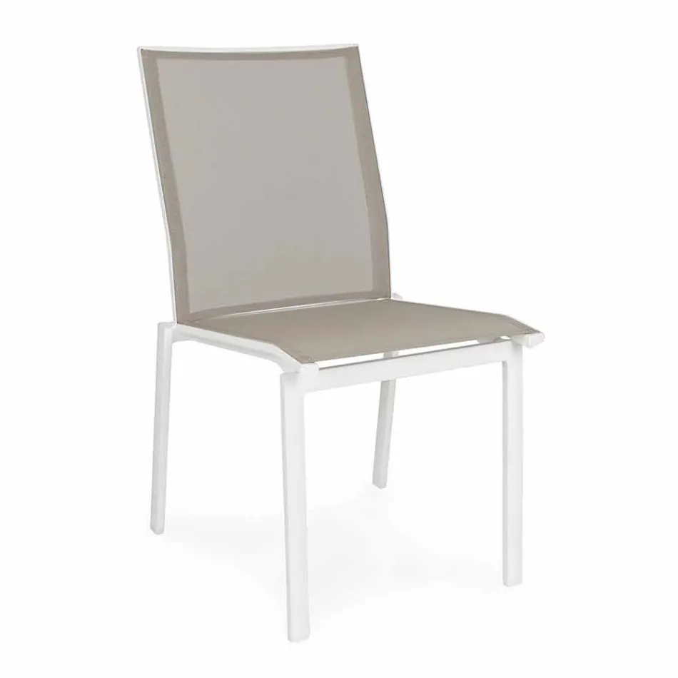 Stackable Outdoor Chair in Aluminium and Textilene Homemotion, 4 Pieces - Serge Viadurini