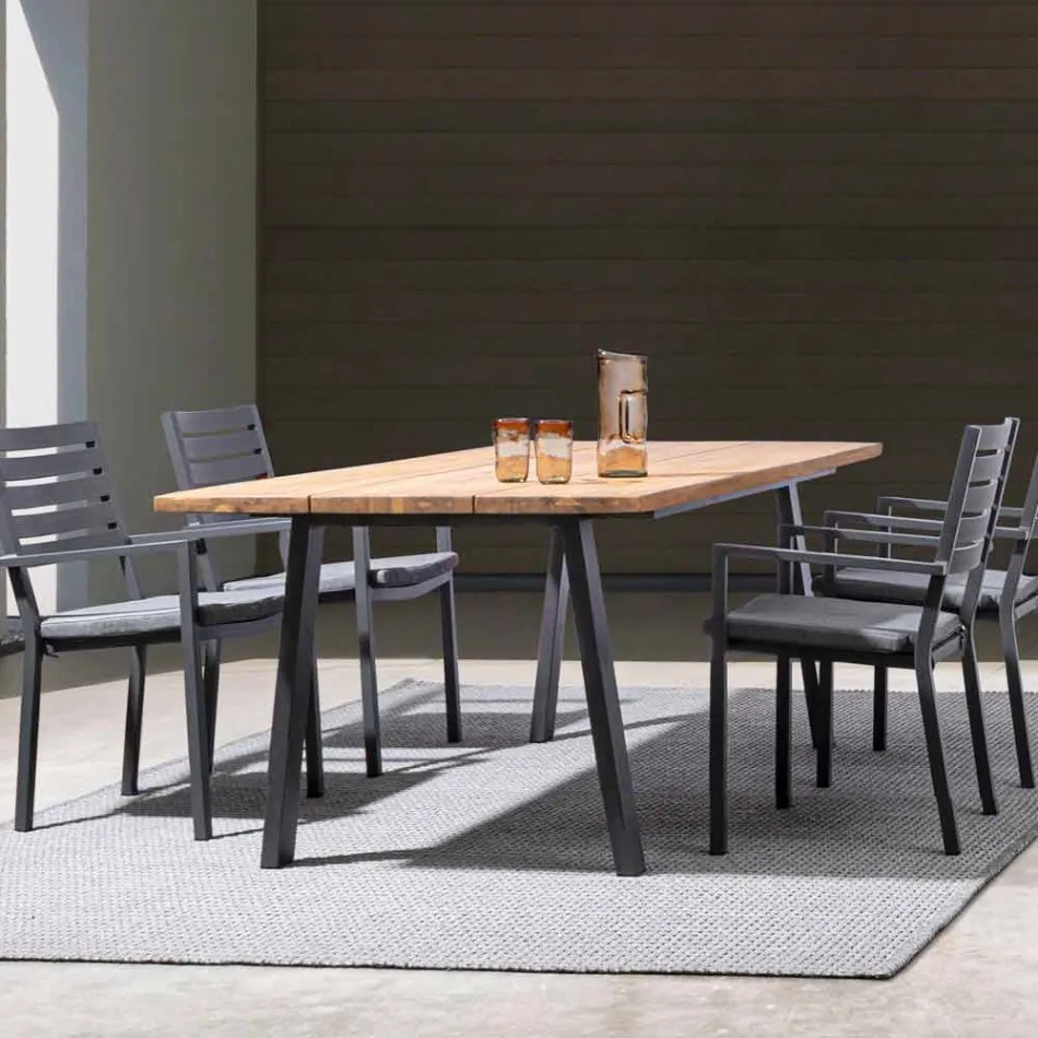 Homemotion Stackable Aluminium Outdoor Chair, 4 Pieces - Carina Viadurini