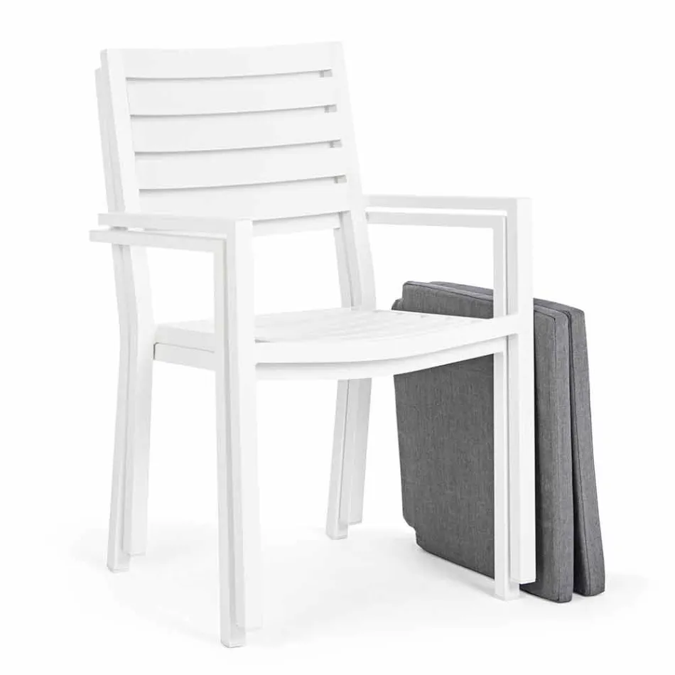 Homemotion Stackable Aluminium Outdoor Chair, 4 Pieces - Carina Viadurini