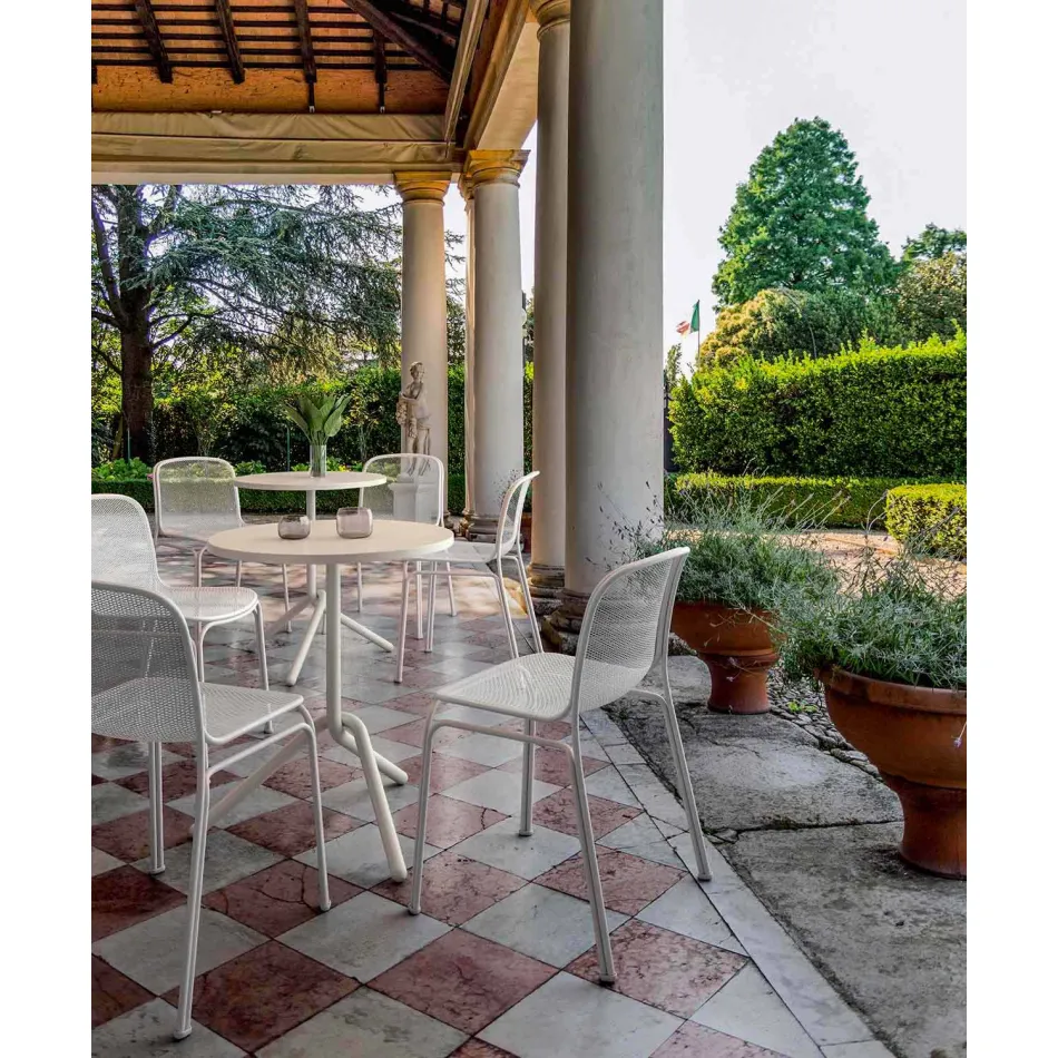 Outdoor Stackable Metal Chair Made in Italy, 4 Pieces - Prunella Viadurini