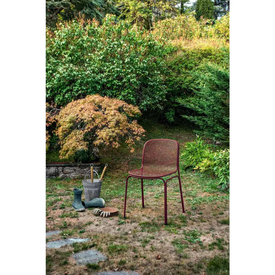Outdoor Stackable Metal Chair Made in Italy, 4 Pieces - Prunella Viadurini