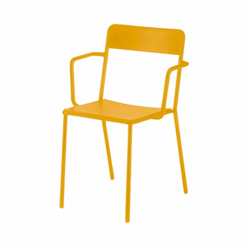 Outdoor Stackable Metal Chair Made in Italy, 4 Pieces - Xylia Viadurini