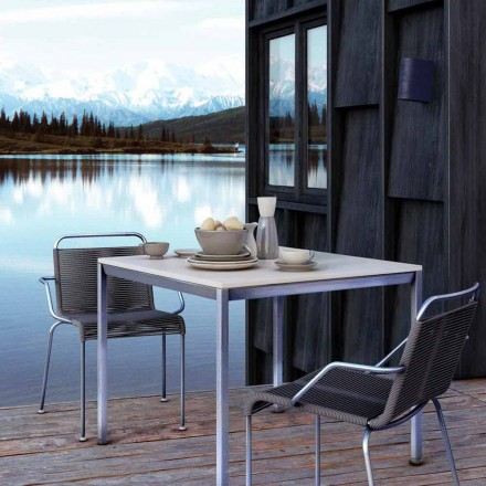 Outdoor Chair in Steel with Armrests and Cord Made in Italy - Madagascar2 Viadurini
