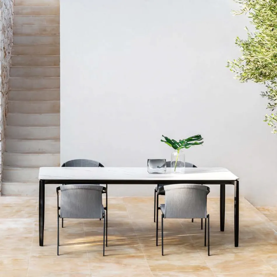 Outdoor Aluminium Chair with or Without Cushion, High Quality, 4 pcs - Filomena Viadurini