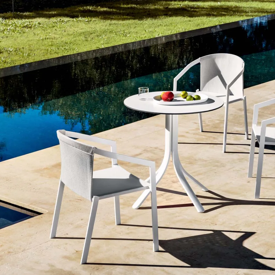 Outdoor Aluminium Chair with or Without Cushion, High Quality, 4 pcs - Filomena Viadurini