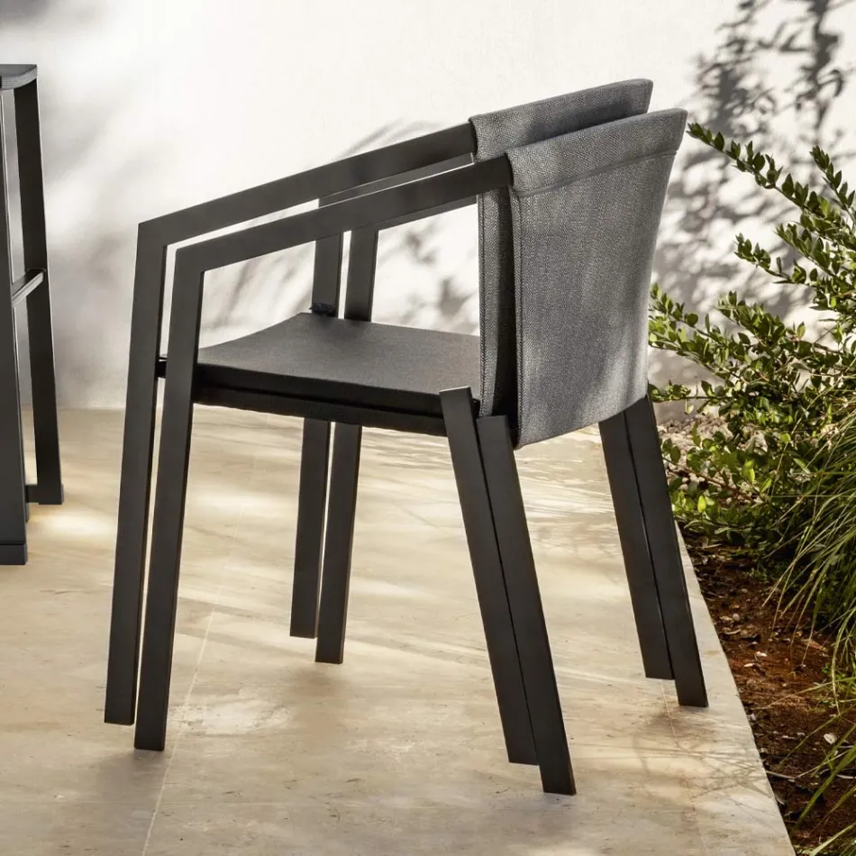 Outdoor Aluminium Chair with or Without Cushion, High Quality, 4 pcs - Filomena Viadurini