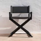 Outdoor Chair in Natural Wood or Black and Resealable Design Fabric - Suzana Viadurini