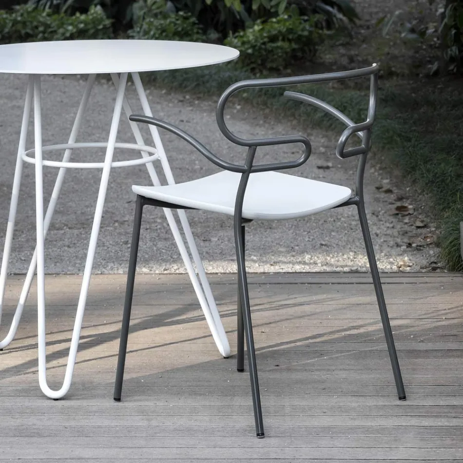 Outdoor Chair in Metal and Polyurethane Made in Italy, 2 Pieces - Trosa Viadurini