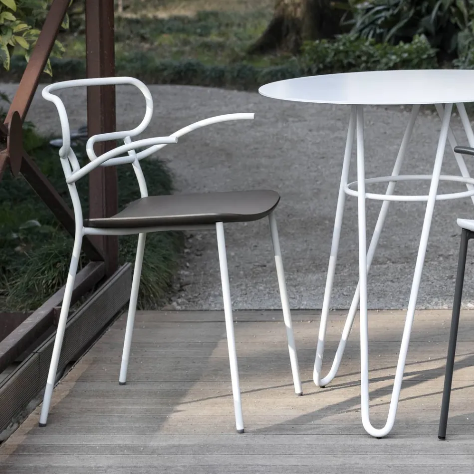 Outdoor Chair in Metal and Polyurethane Made in Italy, 2 Pieces - Trosa Viadurini