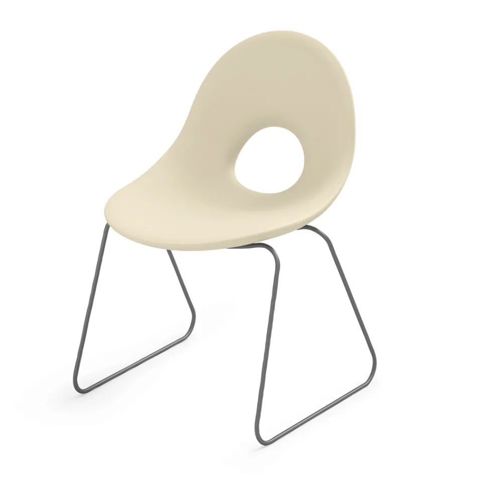 Outdoor Chair in Polyethylene and Iron Base Made in Italy 2 pieces - Ashley Viadurini