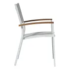 Stackable Garden Chair in White Aluminium with Armrests - Lyonel Viadurini