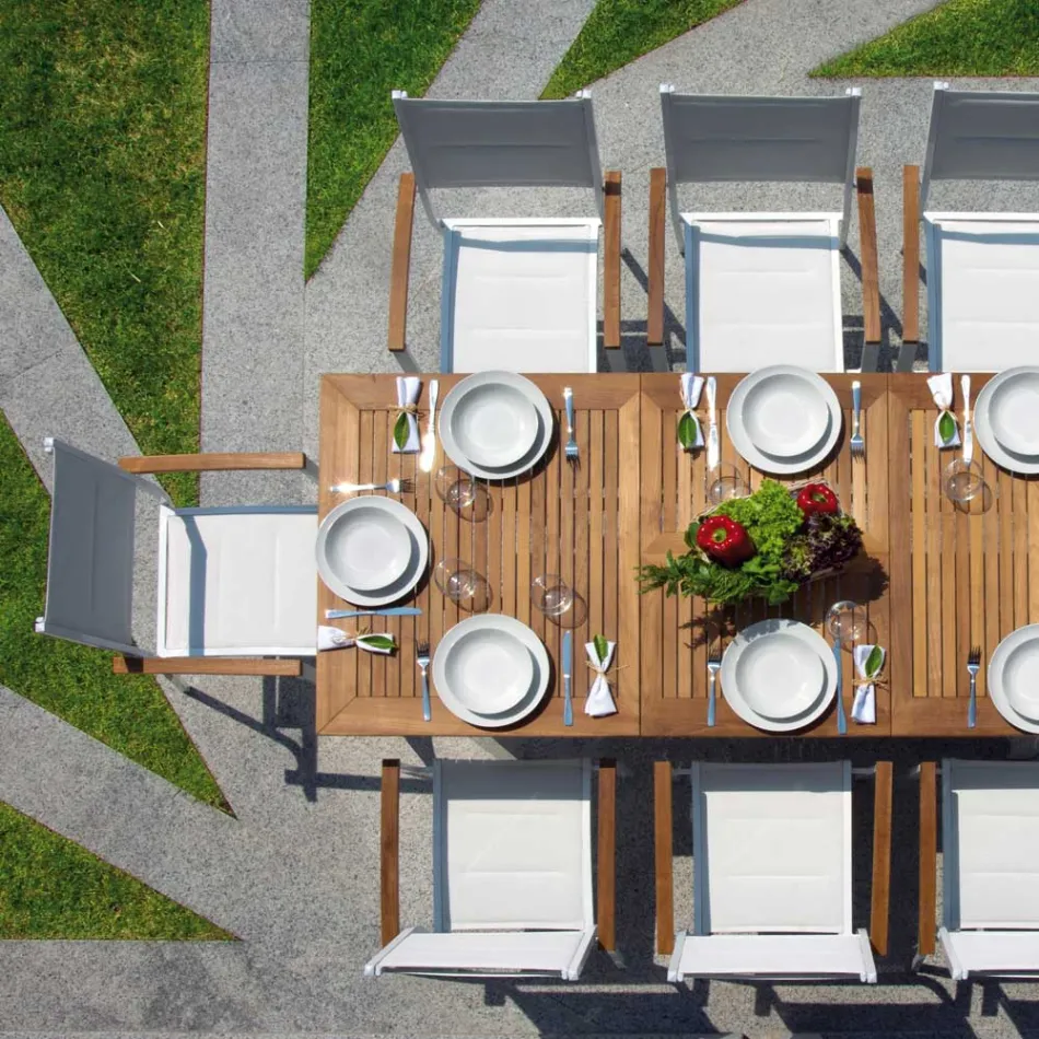 Stackable Garden Chair in White Aluminium with Armrests - Lyonel Viadurini