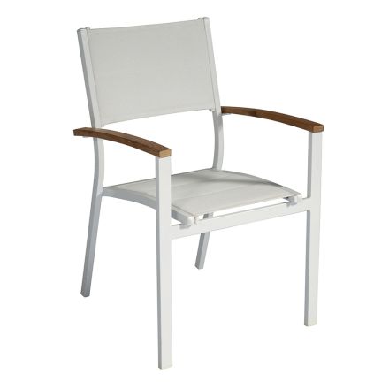 Stackable Garden Chair in White Aluminium with Armrests - Lyonel Viadurini