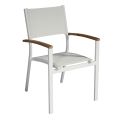 Stackable Garden Chair in White Aluminium with Armrests - Lyonel