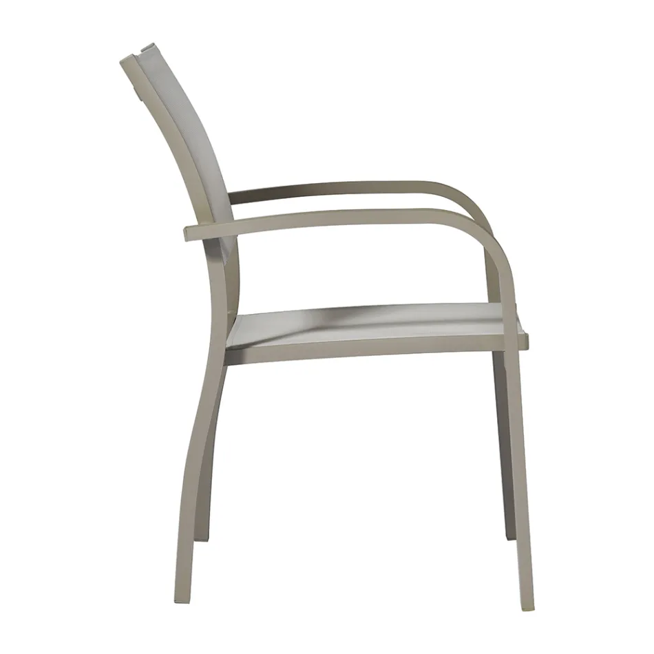 Stackable Garden Chair in Aluminium with Design Armrests - Gontran Viadurini