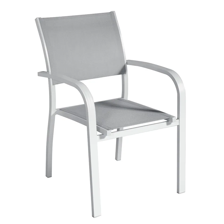Stackable Garden Chair in Aluminium with Design Armrests - Gontran Viadurini
