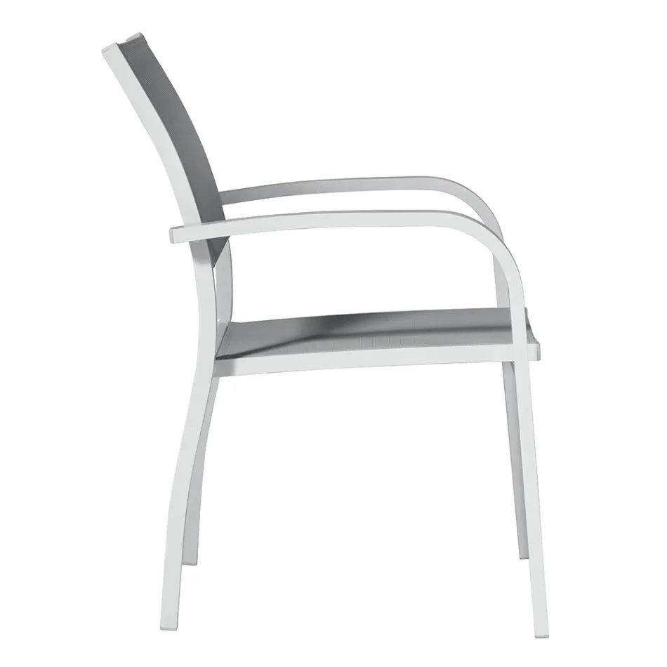 Stackable Garden Chair in Aluminium with Design Armrests - Gontran Viadurini