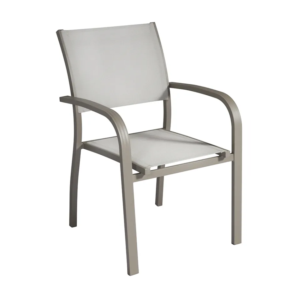Stackable Garden Chair in Aluminium with Design Armrests - Gontran Viadurini