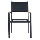 Stackable Garden Chair in Anthracite Grey Aluminium and Teak - Aidan Viadurini