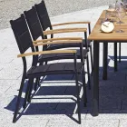 Stackable Garden Chair in Anthracite Grey Aluminium and Teak - Aidan Viadurini