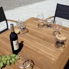 Stackable Garden Chair in Anthracite Grey Aluminium and Teak - Aidan Viadurini