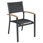 Stackable Garden Chair in Anthracite Grey Aluminium and Teak - Aidan Viadurini