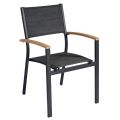 Stackable Garden Chair in Anthracite Grey Aluminium and Teak - Aidan