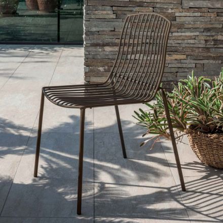 Stackable Garden Chair in Metal Made in Italy 2 Pieces - Giuliana Viadurini