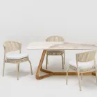 Garden Chair in Aluminium and Rope Weaving - Algedi Viadurini