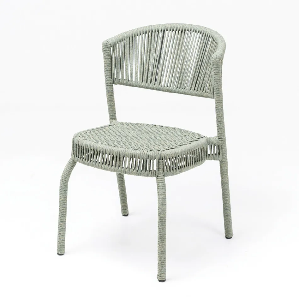 Garden Chair in Aluminium and Rope Weaving - Algedi Viadurini