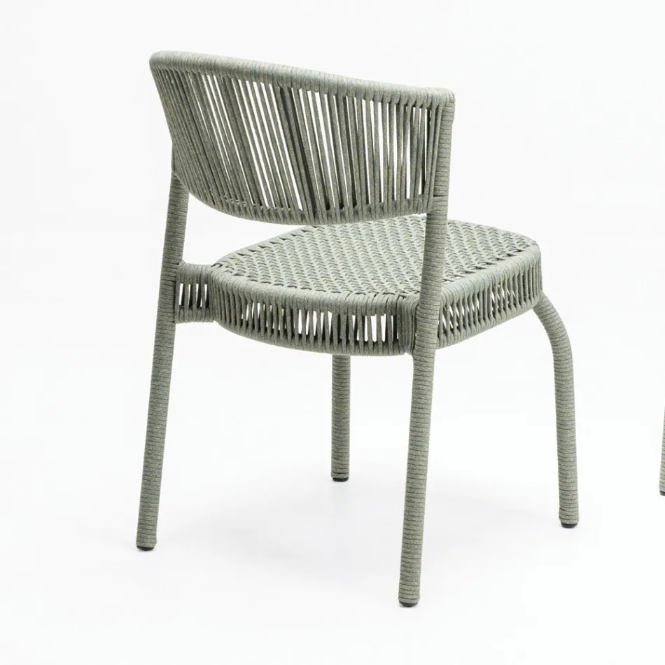 Garden Chair in Aluminium and Rope Weaving - Algedi Viadurini