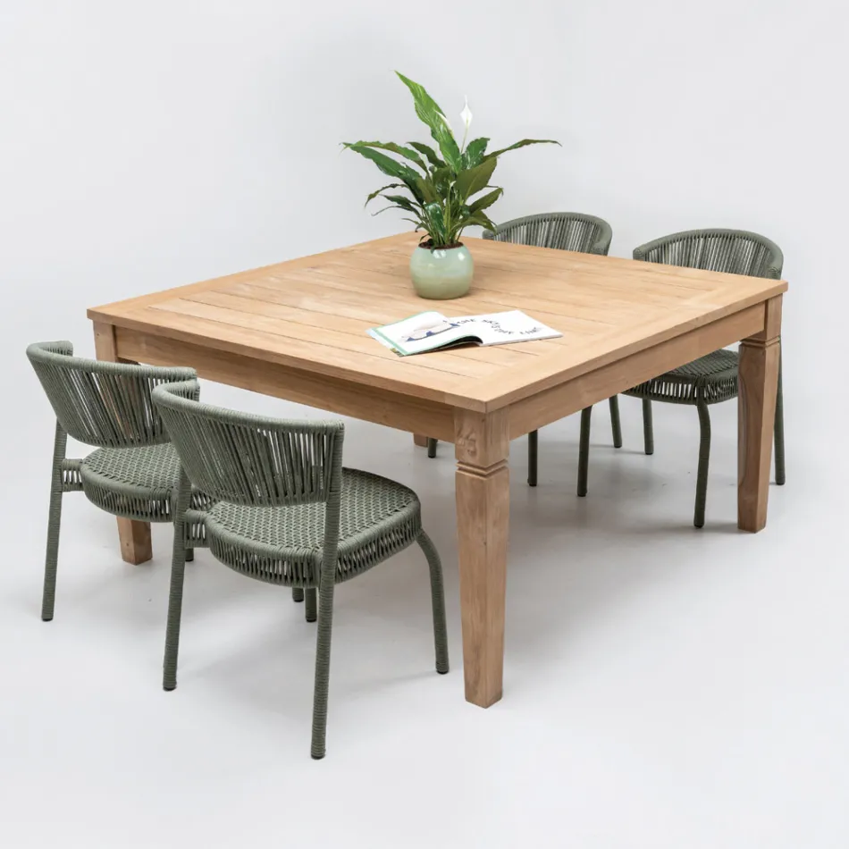 Garden Chair in Aluminium and Rope Weaving - Algedi Viadurini