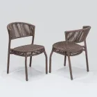 Garden Chair in Aluminium and Rope Weave - Algedi Viadurini