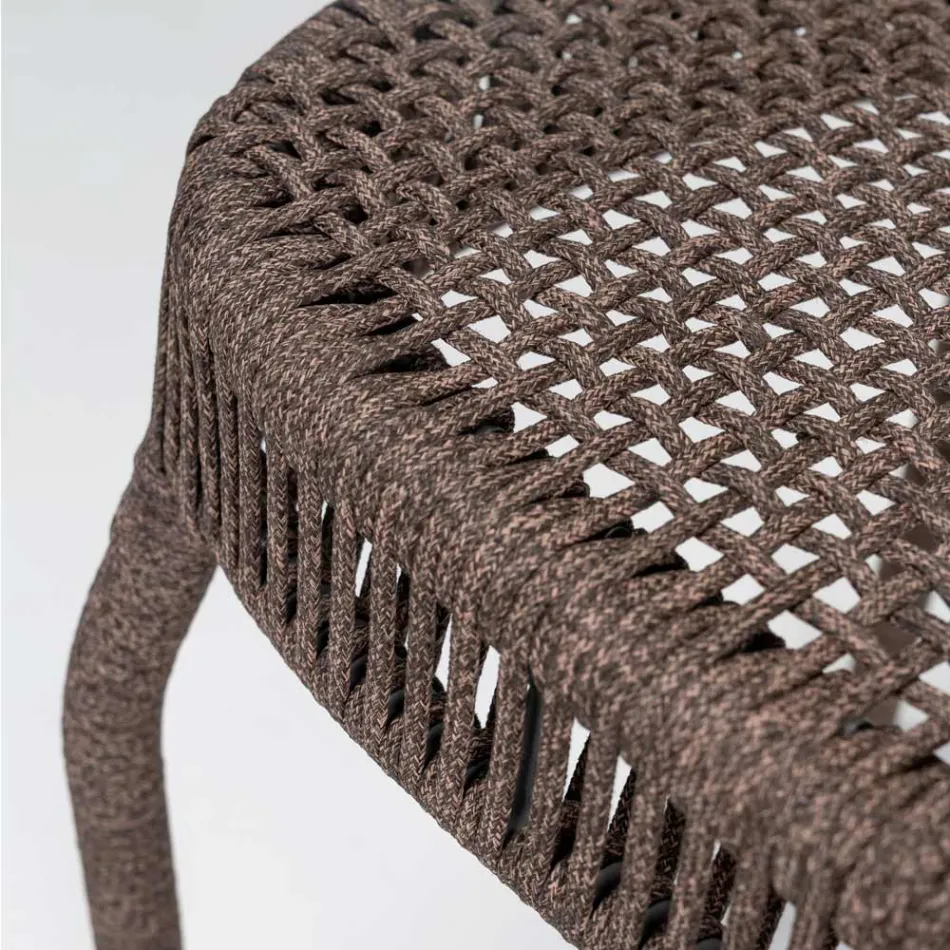 Garden Chair in Aluminium and Rope Weave - Algedi Viadurini
