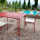 Garden Chair in Red Iron with Cushion Made in Italy, 2 Pieces - Agate Viadurini