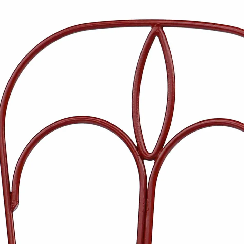 Garden Chair in Red Iron with Cushion Made in Italy, 2 Pieces - Agate Viadurini