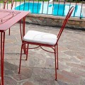 Garden Chair in Red Iron with Cushion Made in Italy, 2 Pieces - Agate