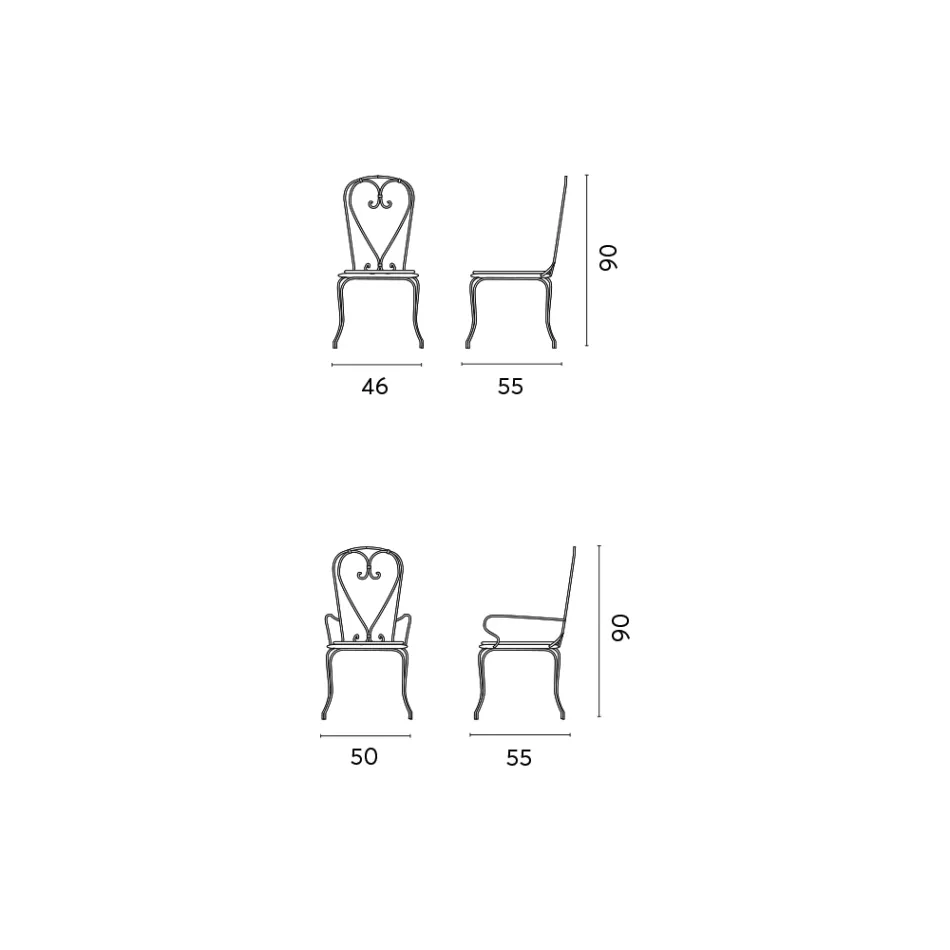 Garden Chair in Black Painted Iron with Stackable Structure - Nacim Viadurini