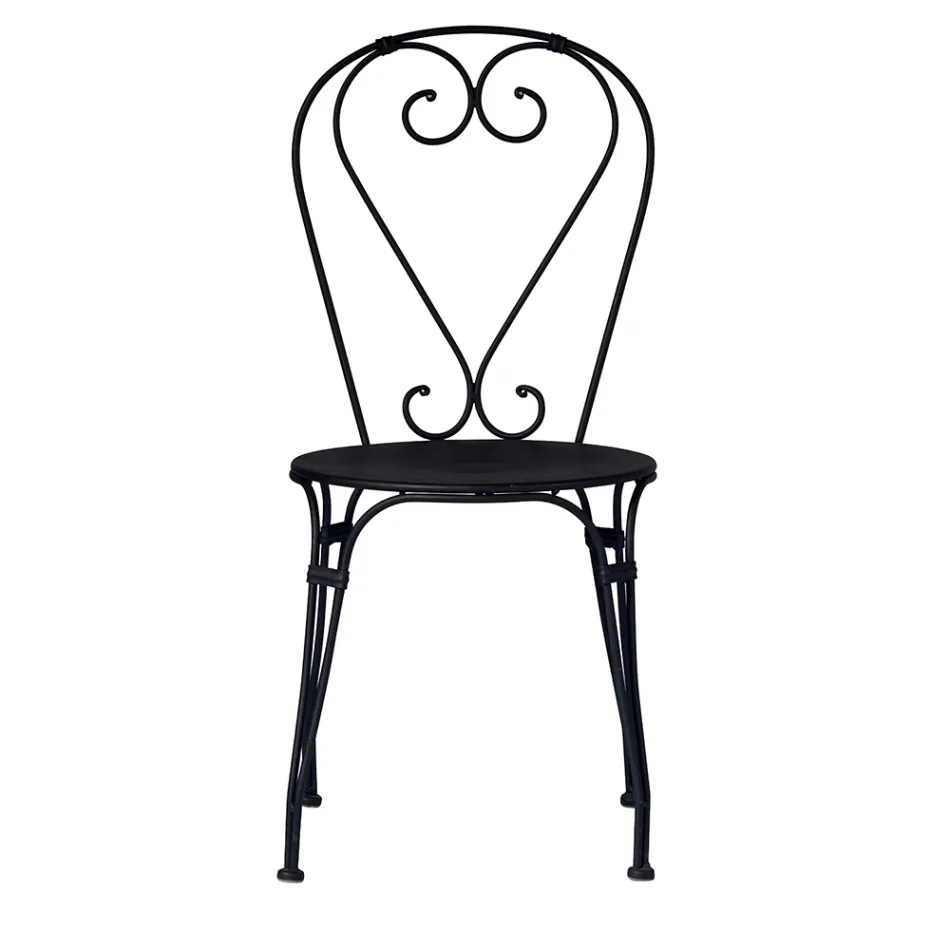 Garden Chair in Black Painted Iron with Stackable Structure - Nacim Viadurini