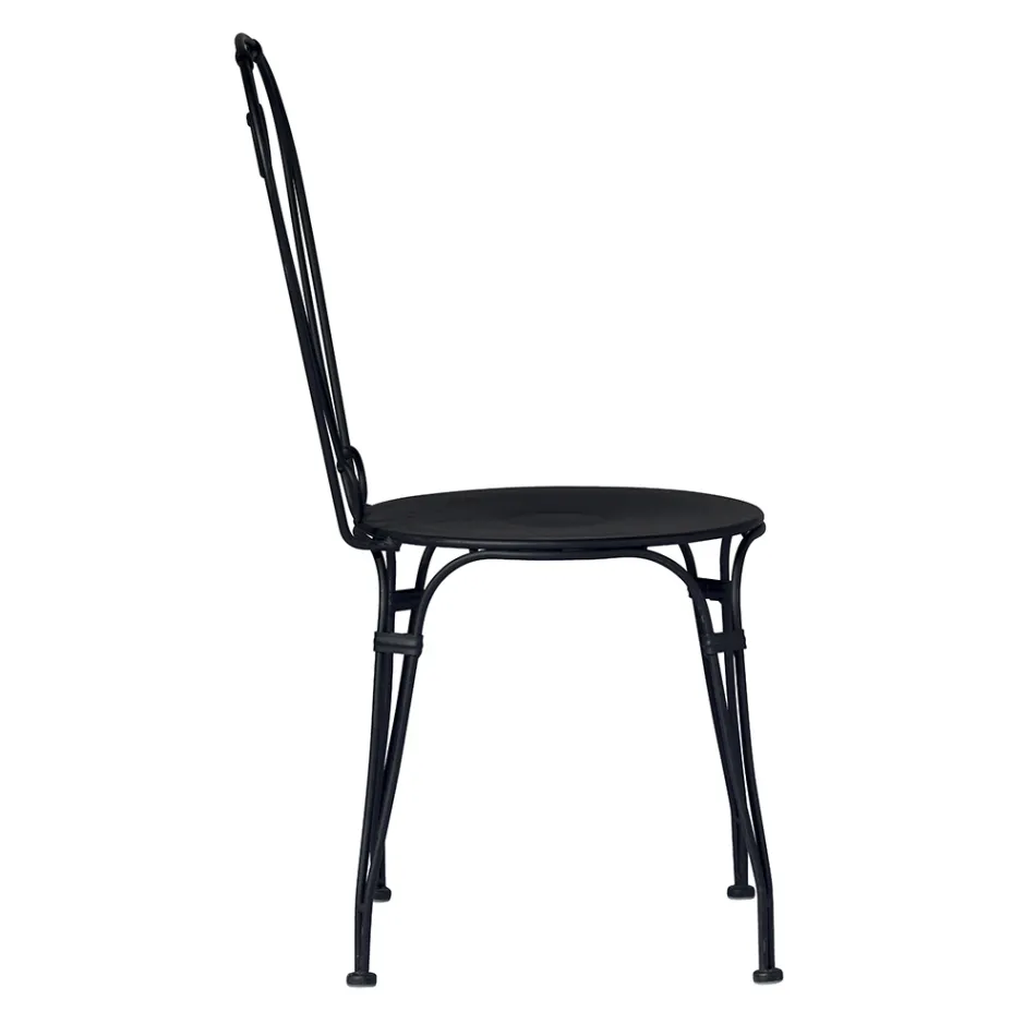Garden Chair in Black Painted Iron with Stackable Structure - Nacim Viadurini