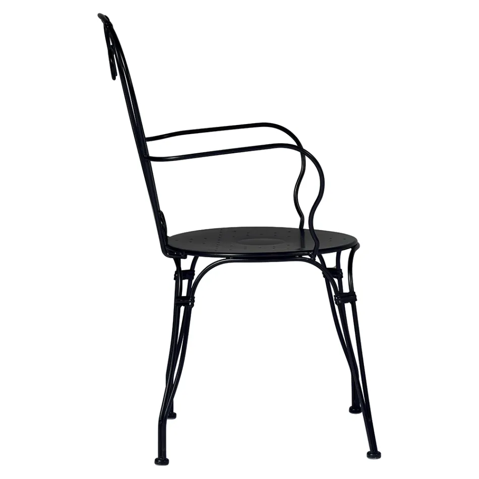 Garden Chair in Black Painted Iron with Stackable Structure - Nacim Viadurini