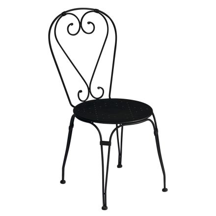 Garden Chair in Black Painted Iron with Stackable Structure - Nacim Viadurini