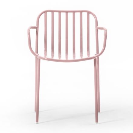 Metal Garden Chair with Armrests Made in Italy 2 Pieces - Simply Viadurini