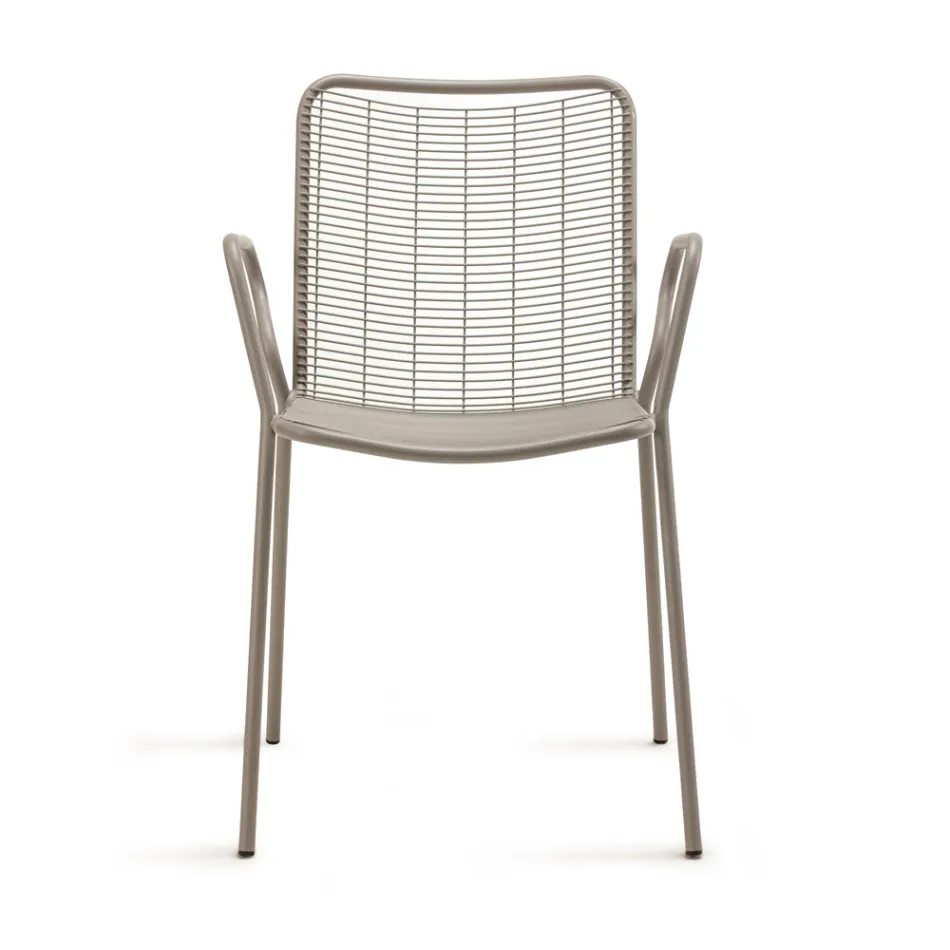 Metal Garden Chair with Armrests Made in Italy 2 Pieces - Vikas Viadurini