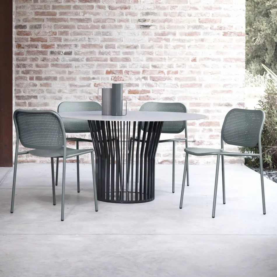 Garden Chair in Painted Metal Made in Italy 2 Pieces - Synergy Viadurini